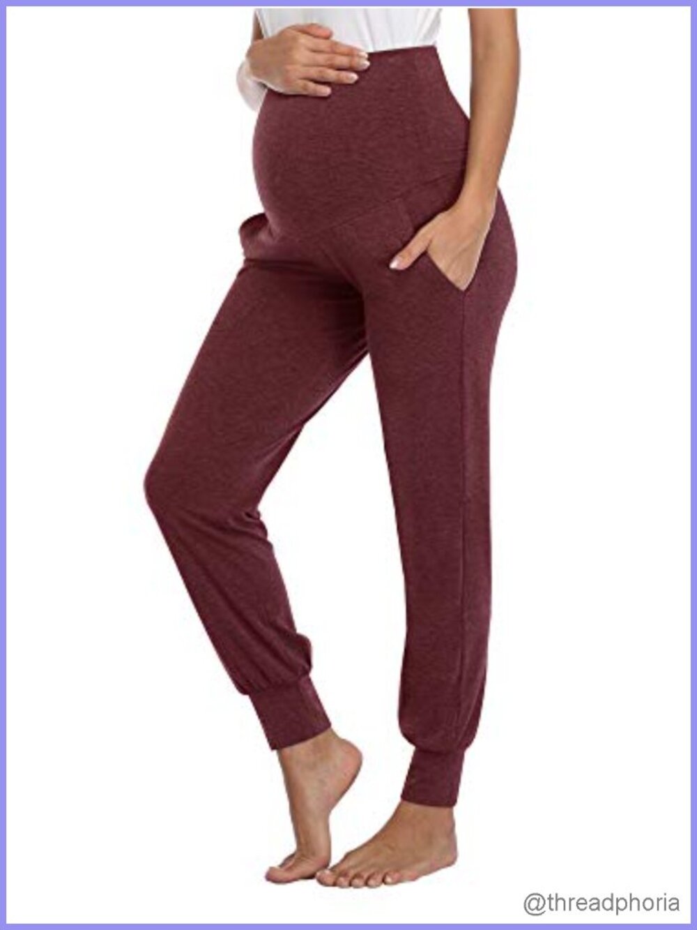 Maternity Joggers with Pockets, Stretchy Lounge Workout Pants, Casual Comfy